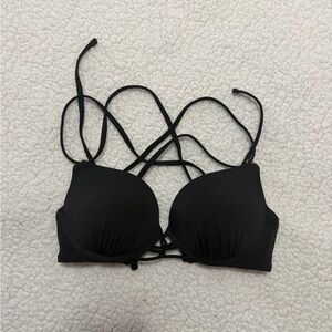 Shade & Shore Black Strappy Padded Bikini Top